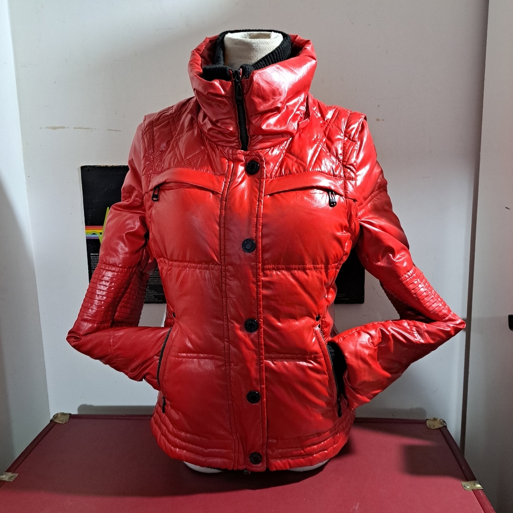 🌈ONLY RED MOTO PUFFER COAT/VEST -XS - Picture 3 of 12